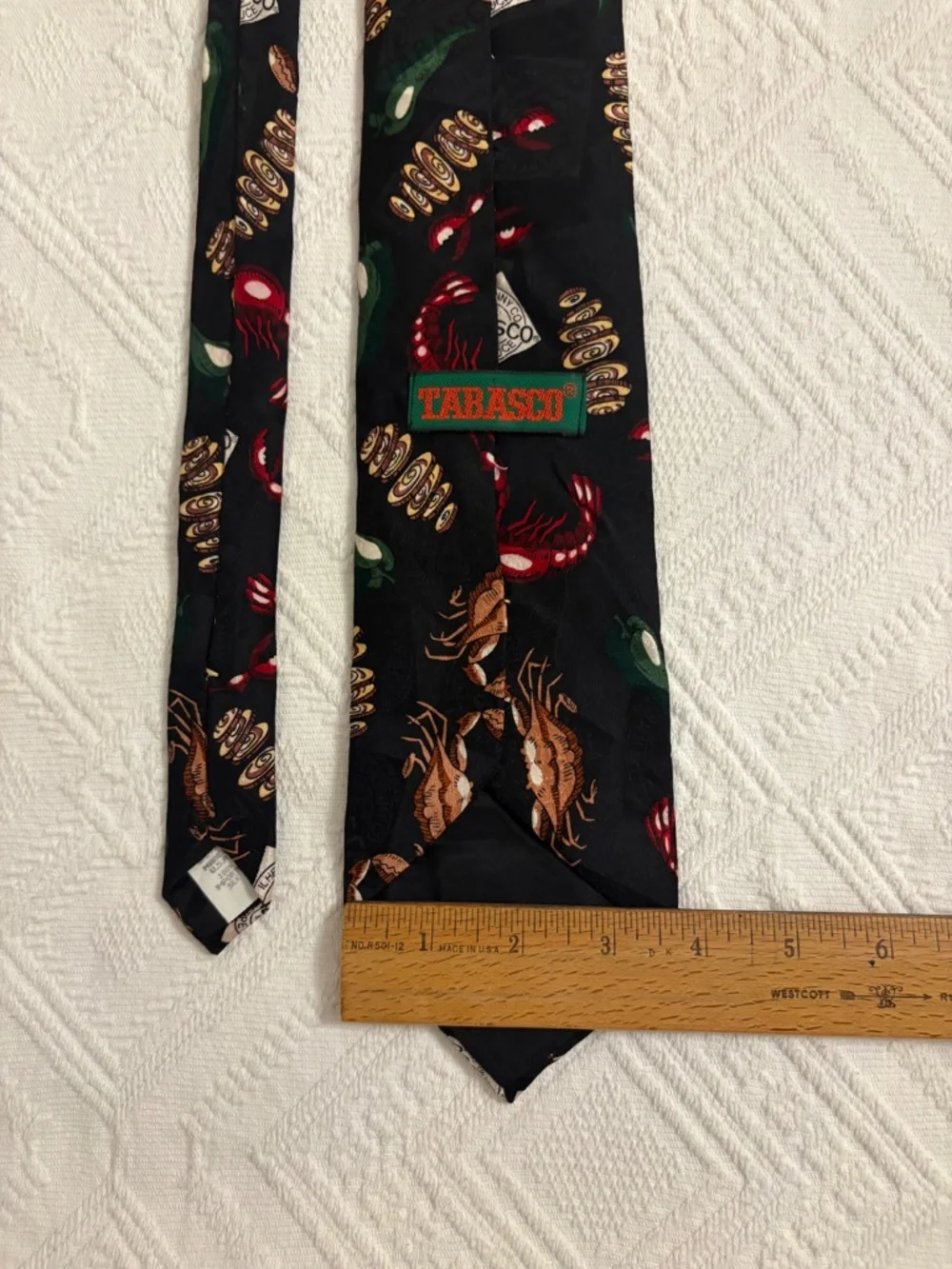 Vintage Tabasco Seafood Boil Silk Necktie Black